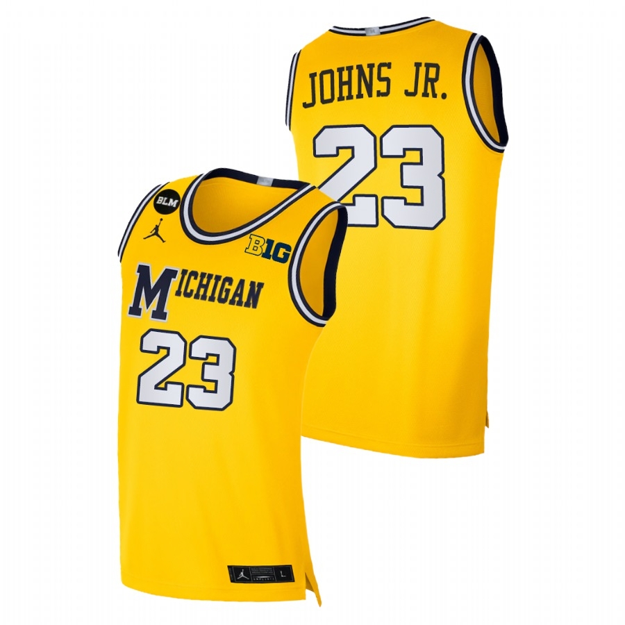 Michigan Wolverines Men's NCAA Brandon Johns Jr. #23 Yellow Equality 2021 Limited BLM Social Justice College Basketball Jersey UPE1249HU
